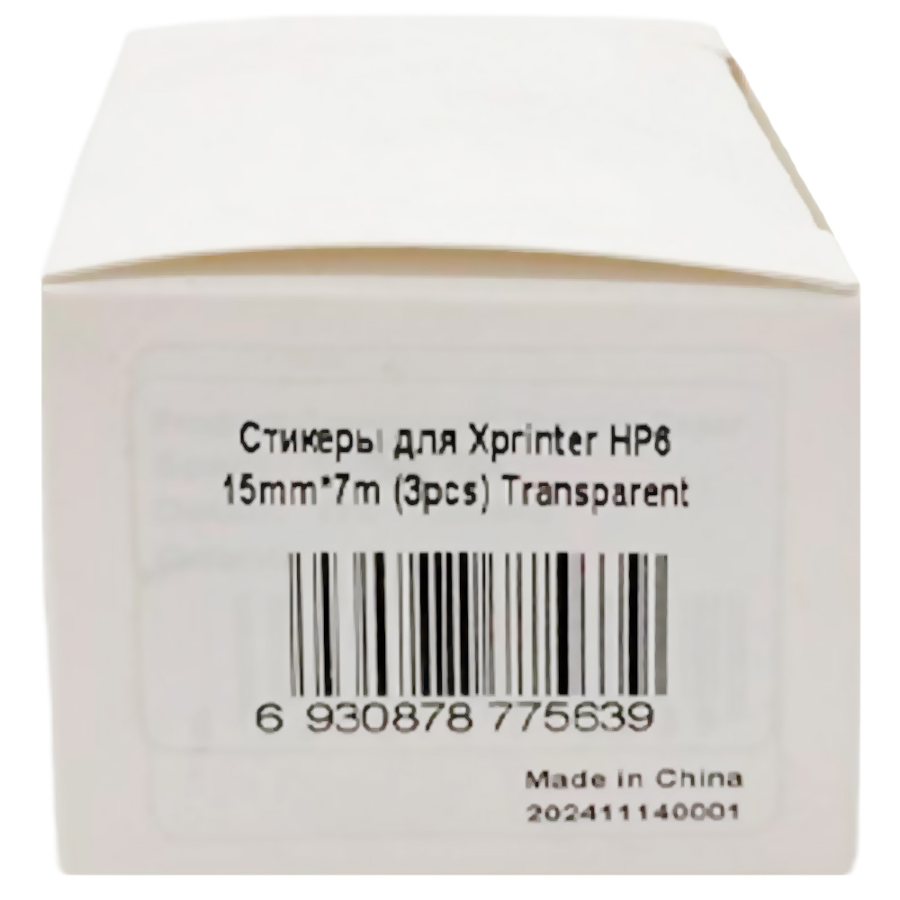 Стикеры для Xprinter HP6 15mm*7m (3pcs) Transparent