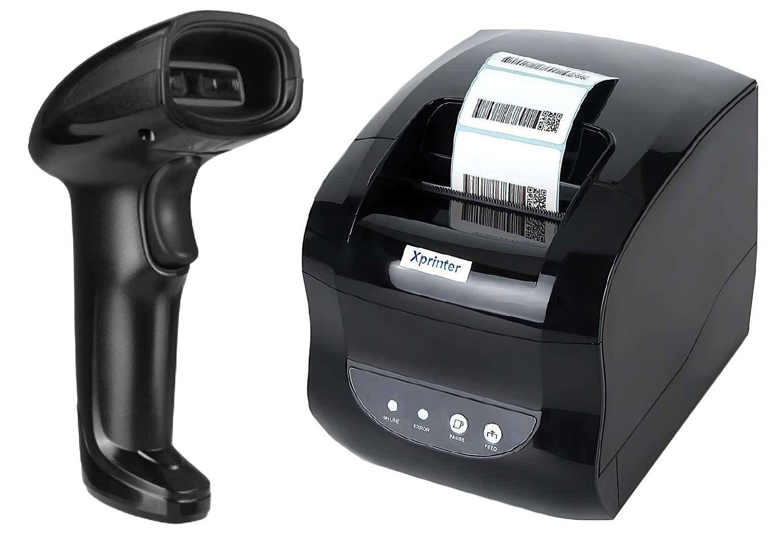 Комплект Xprinter XP-365B (USB, LAN) Черный + SUNTEK 2D Wireless Barcode Scanner (ST1100DW) Black