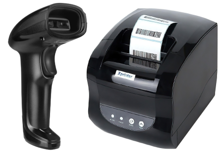 Комплект Xprinter XP-365B (USB, LAN) Черный + SUNTEK 2D Wireless Barcode Scanner (ST1100DW) Black